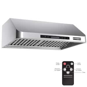 30 in. 900 CFM Ducted Under Cabinet Range Hood with Touch Display, LED Lights, and Permanent Filters in Stainless Steel