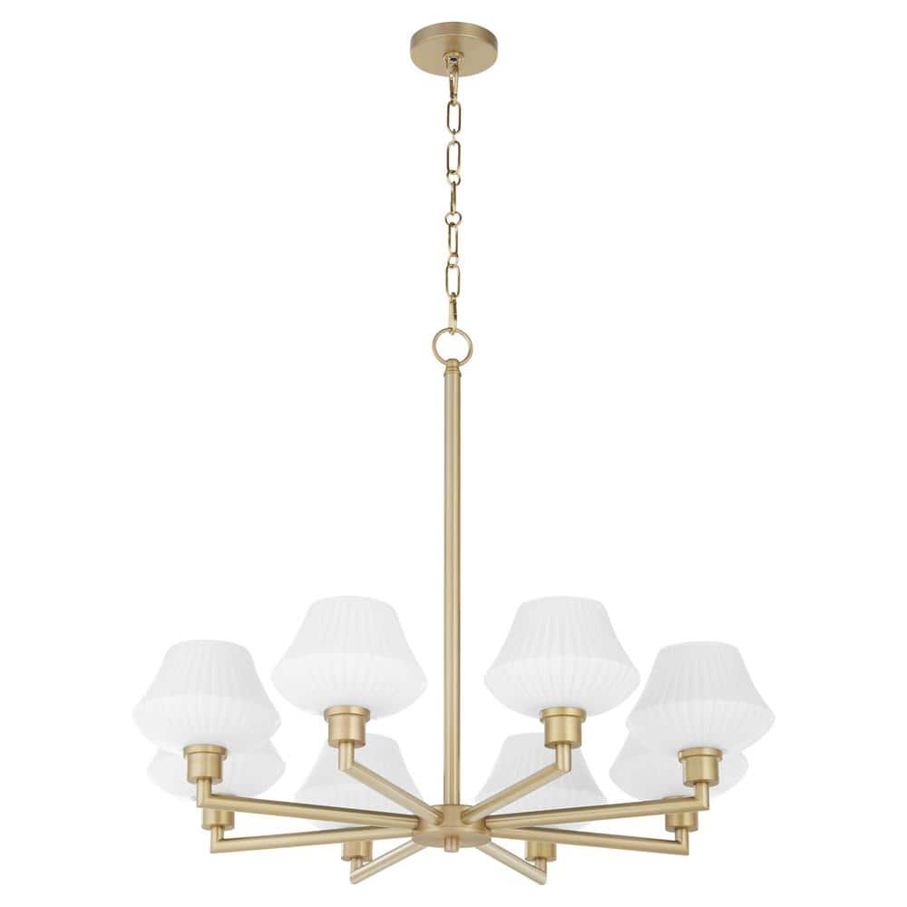 Cassini 60-Watt 8 Light Aged Brass Chandelier Light with Satin Opal Glass Shade, No Light Bulb Included price history on PriceWatchPro