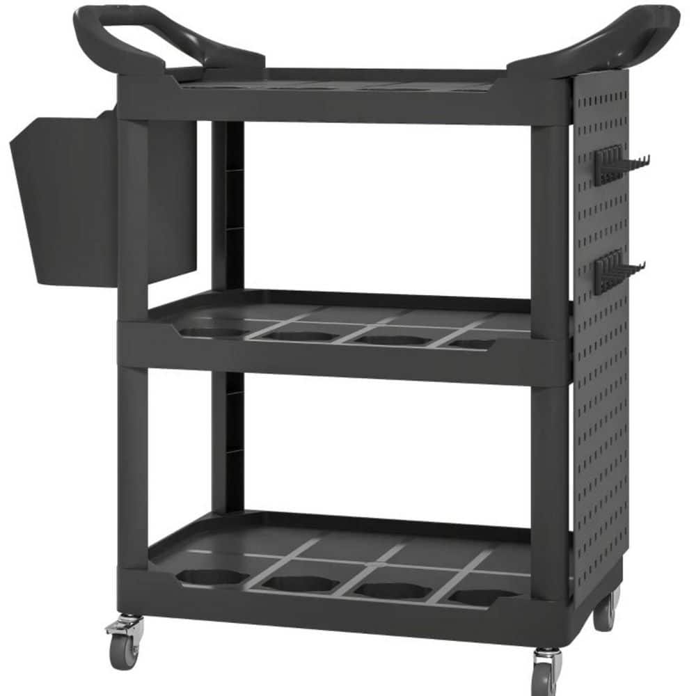 Seafuloy 38 in. H Black-A Decorative Stand Cart, Valet with Hooks