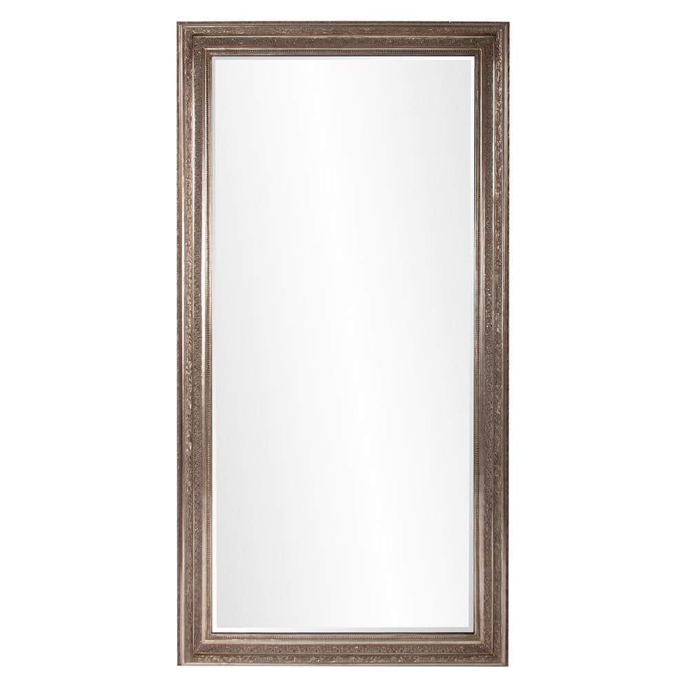 Nancy Oversized Champagne Silver Leaf Rectangular Wood Floor Mirror