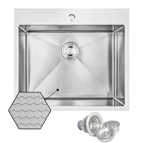 HEX 25 in. Drop-in Single Bowl Stainless Steel Kitchen Sink with Faucet