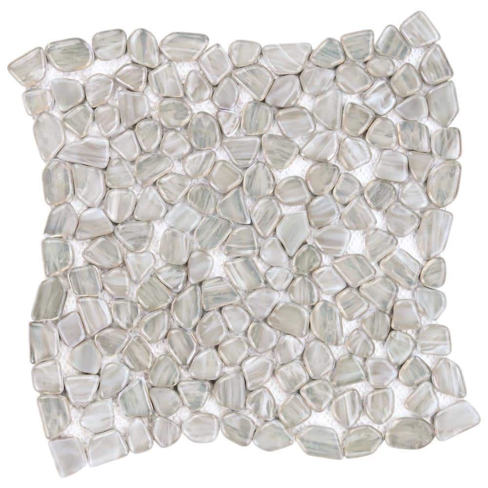 Apollo Pebble Silver Polished Glass Mosaic Tile