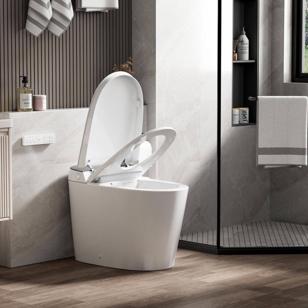 1.6/1.1 GPF Build-in Tank Elongated ADA LED Smart Toilet Bidet in White, Auto Open/Close/Flush, Foot Sensor, Foam Shield price history on PriceWatchPro