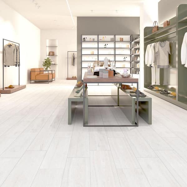 Llama White 8-1/2 in. x 35-1/2 in. Porcelain Floor and Wall Tile (12.78 sq. ft./Case)