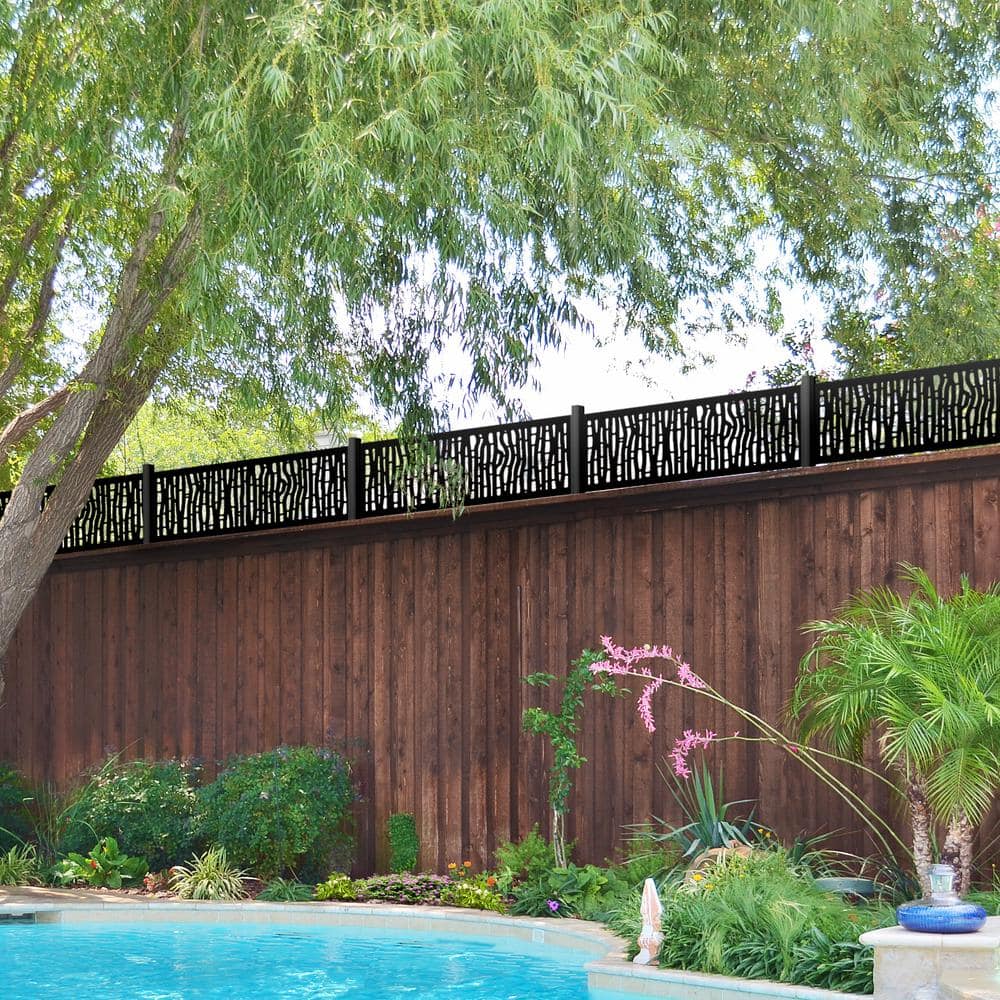 18" Black Galvanized Steel Decorative Screen Panel Post