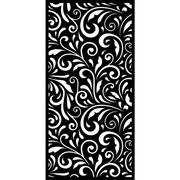 Ejoy 72 in. x 36 in. Black Decorative Composite PE Garden Fence Panel ...