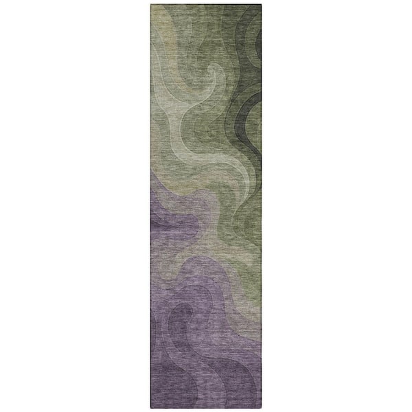 Chantille Machine Washable Indoor/Outdoor Abstract ACN2468 Plum 2 ft. x 7 ft. Runner Rug