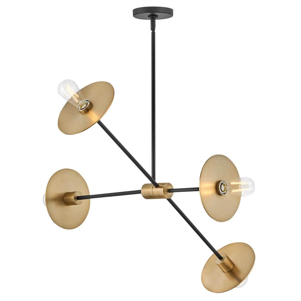 Cupertino Lacquered Brass 4-Light Steel Sputnik Chandelier