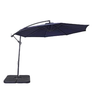 10 ft. Dark Blue Steel Outdoor Tiltable Cantilever Umbrella Patio Umbrella With Crank Lifter