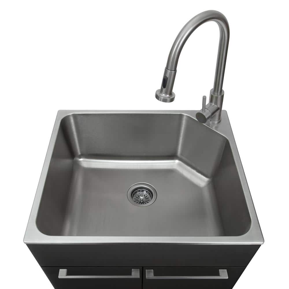Black Stainless Steel Freestanding Laundry Sink with Faucet