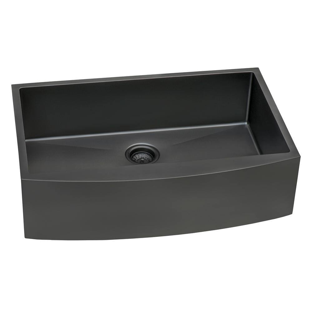 Gunmetal Black Stainless Steel Farmhouse Apron-Front Kitchen Sink