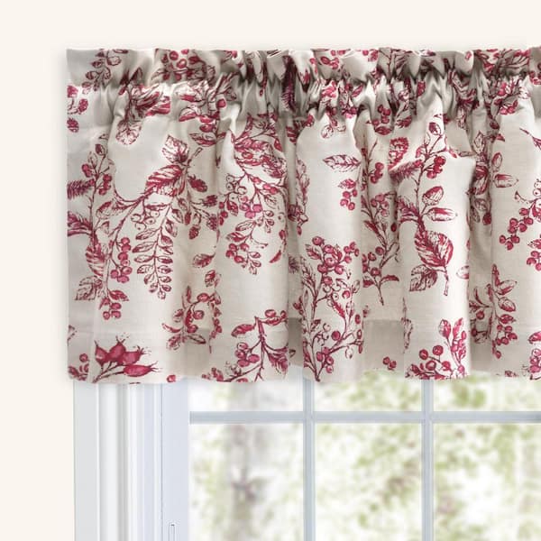 RICARDO Waverly Garden 80 in. W x 13 in. L Tailored Valance in Garnet ...