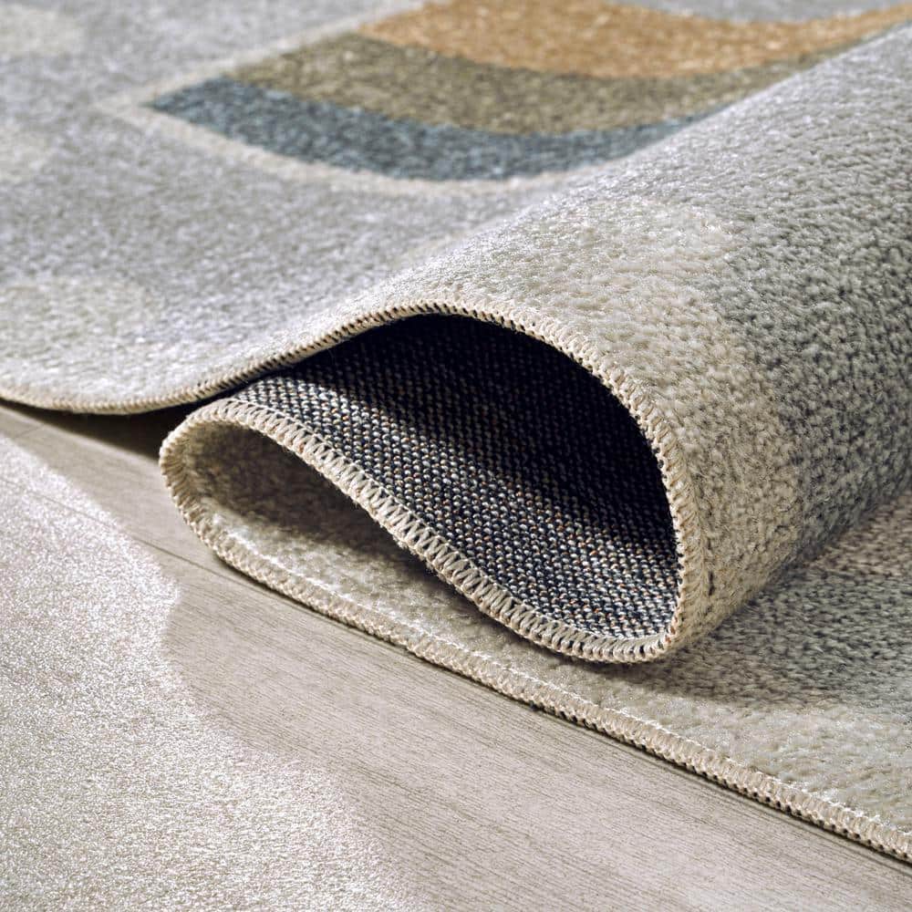 Gray Abstract Rainbow 8' x 10' Washable Kids Rug