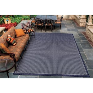 Recife Saddle Stitch Ivory-Indigo 2 ft. x 4 ft. Indoor/Outdoor Area Rug