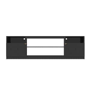 70 in.W Black Storage Entertainment Center with Adjustable Shelf Fits TV Up to 80 in.