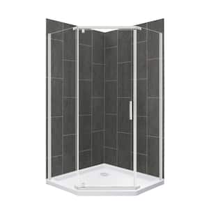 Cove 42 in. L x 42 in. W x 78 in. H Corner Shower Stall/Kit with Corner Drain in Slate and Brushed Nickel