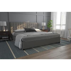 Eva Gray Linen Upholstered King Bed