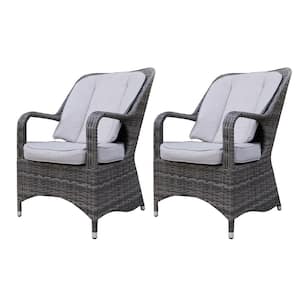 Cary Gray Wicker Outdoor Chair with Gray Cushions (2-Pack)