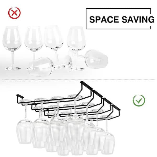 KHKFY 14 in. Black Wine Glass Holder - Under Cabinet Metal Stemware ...
