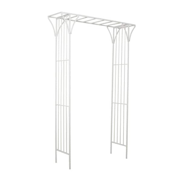 Litton Lane White Metal Contemporary Garden Arbor 87 In. x 48 In.