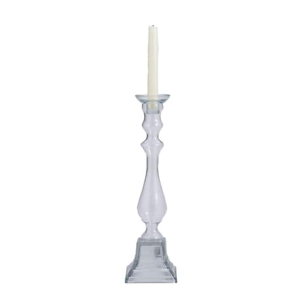 Titan Lighting 13 in. Glass Knight Clear Pillar Candle Holder