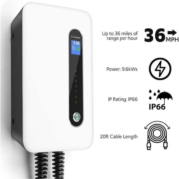 SetWire Level 2 EV Charger, 40 Amp Smart WiFi, 2 in 1 Wall Mount & Portable  EV Charger, 110-240V, NEMA 14-50 Plug, 23-Foot Cable, Electric Vehicle Car
