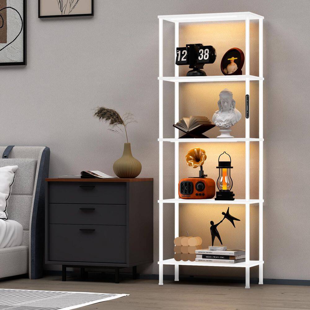 67 in. White Dimmable 4-Light LED Big Bookshelf Column with Remote, for Living Room & Bedroom price history on PriceWatchPro