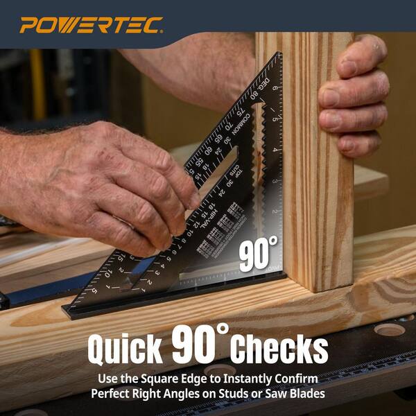 POWERTEC 7 in. Rafter Square, Aluminum Carpenter Square for