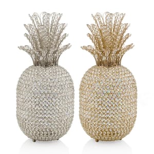 23 in. Glam Bling Faux Crystal and Gold Pineapple