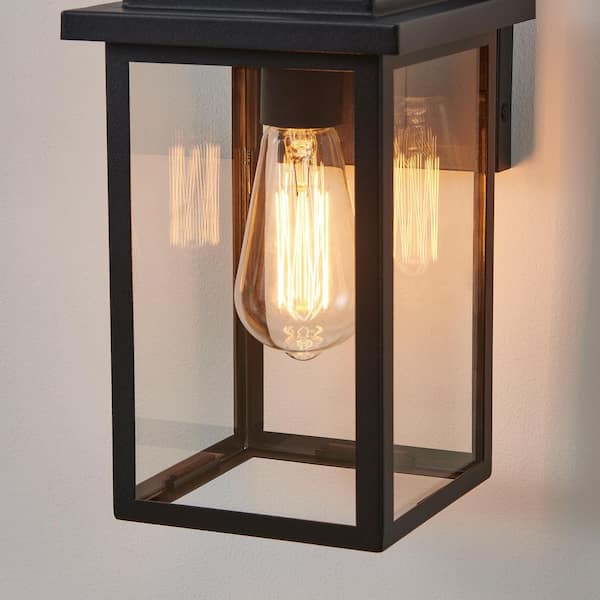 KAWOTI 15. 5 in. 1-Light Black Outdoor Wall Lantern Sconce 21403