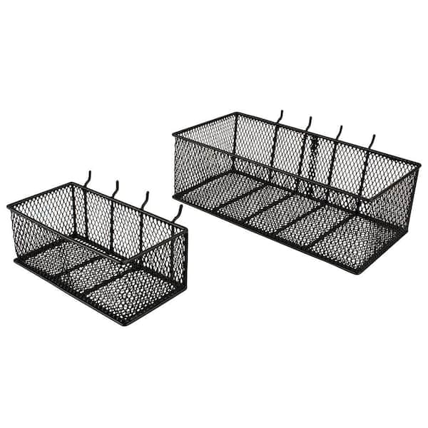 Everbilt Steel Mesh Pegboard Basket in Black(2-Pack)