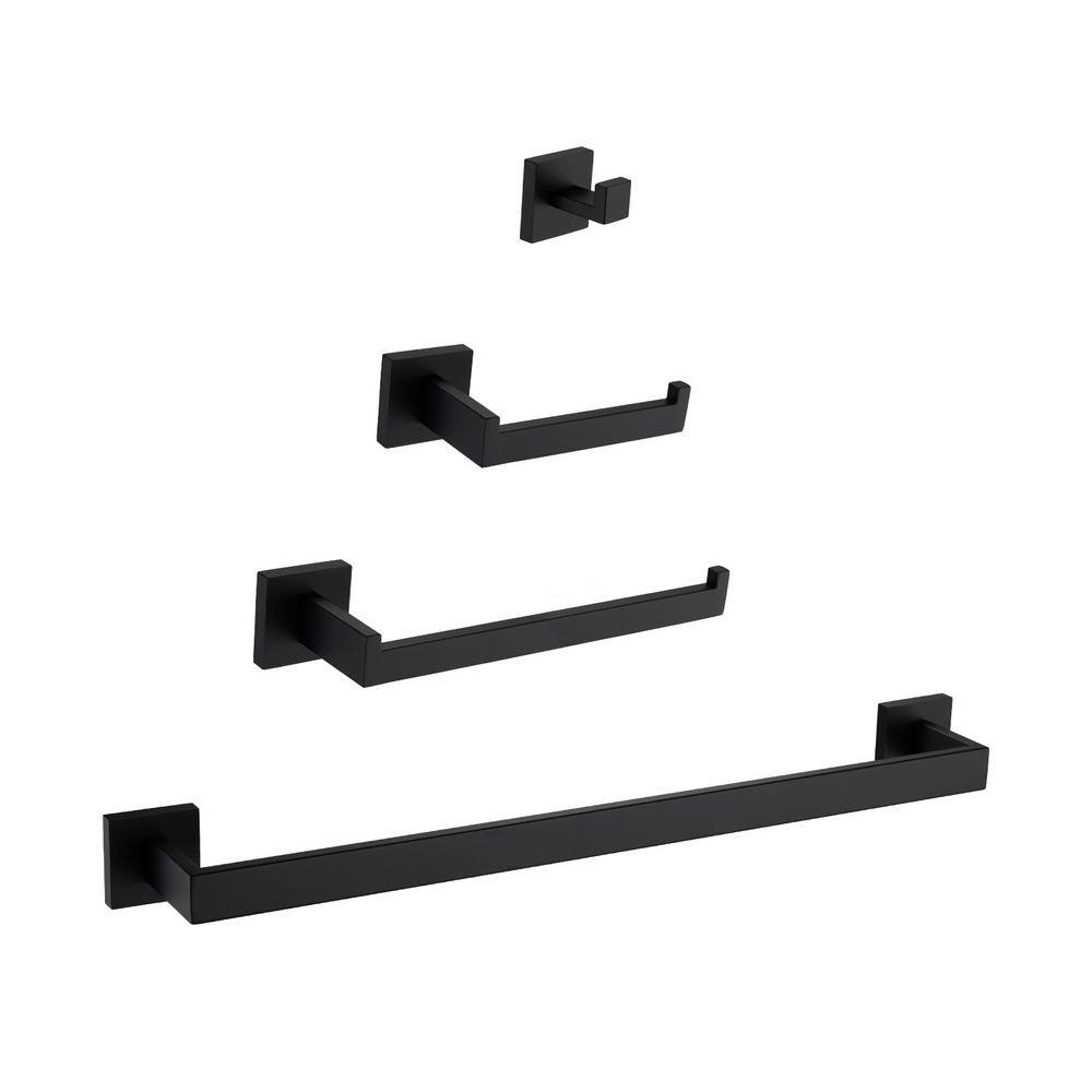 24 in. Wall Mounted Bath Hardware Set with 2 Towel Bars, Hook, Toilet Paper