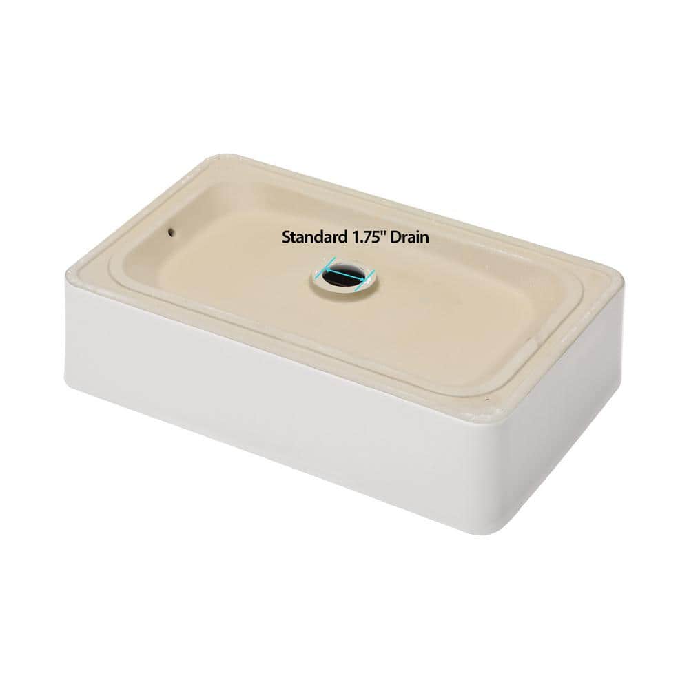 21" x 14" White Ceramic Rectangular Vessel Sink