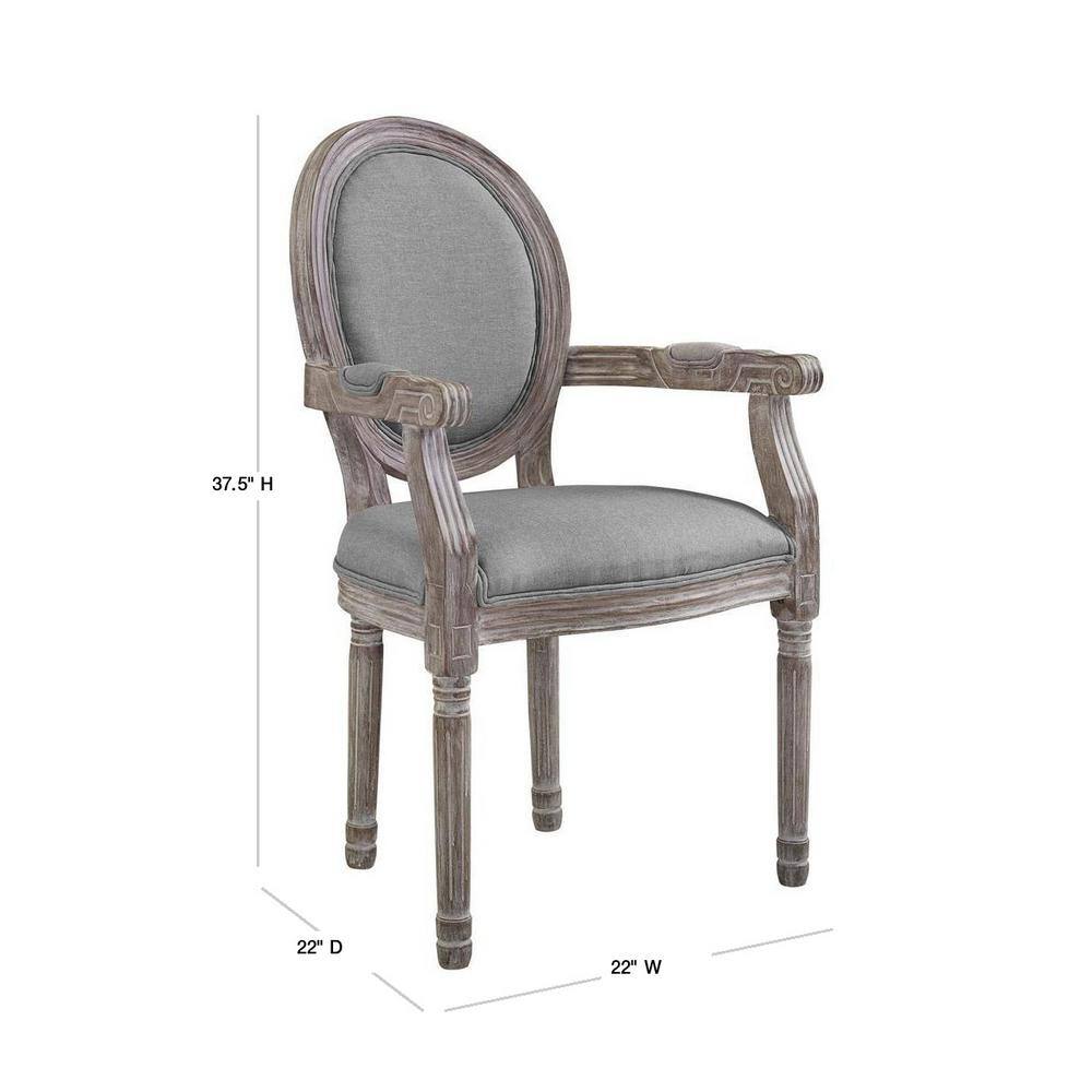 Light Gray Upholstered Wood Arm Chair with High Back