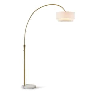 Elan 81 in. Antique Brass Arch Floor Lamp with White Shade