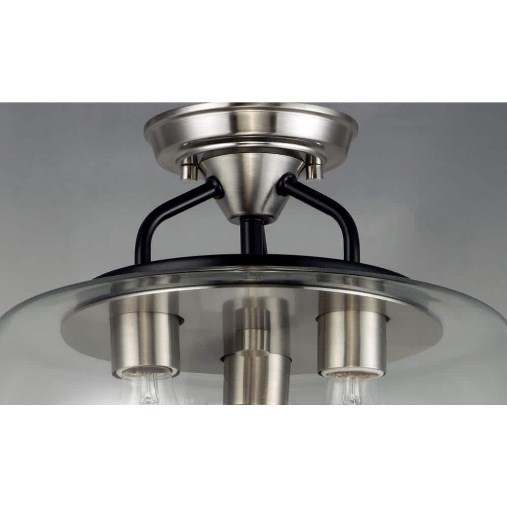 Bongo 18" Drum Shade Semi-Flush Mount in Satin Nickel