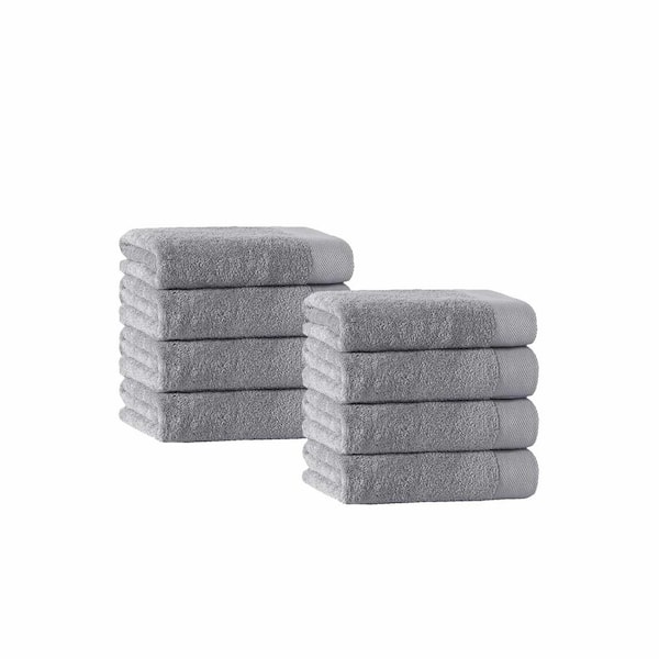Enchante Home Signature 8-Piece Silver Turkish Cotton Wash Towels