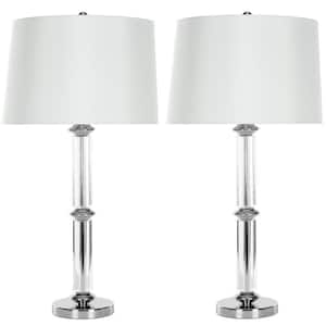 Vendome 29.5 in. Clear Crystal Table Lamp with White Shade (Set of 2)