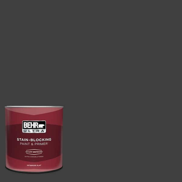 BEHR ULTRA 1 qt. #ECC-10-2 Jet Black Extra Durable Flat Interior Paint & Primer