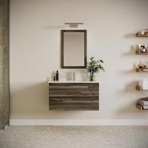Formosa 36 in. Single Sink Wall Mount Floating Acacia Bath Vanity with White Quartz Top and Undermount Ceramic Sink