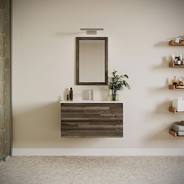 Formosa 35 in. Wall Mount Floating Single Bath Vanity Cabinet without Top in Acacia