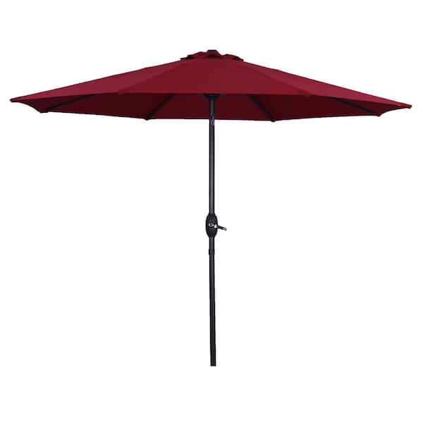 Inner Decor Seymo 9 ft. Steel Market Tilt Patio Umbrella in Red without Base