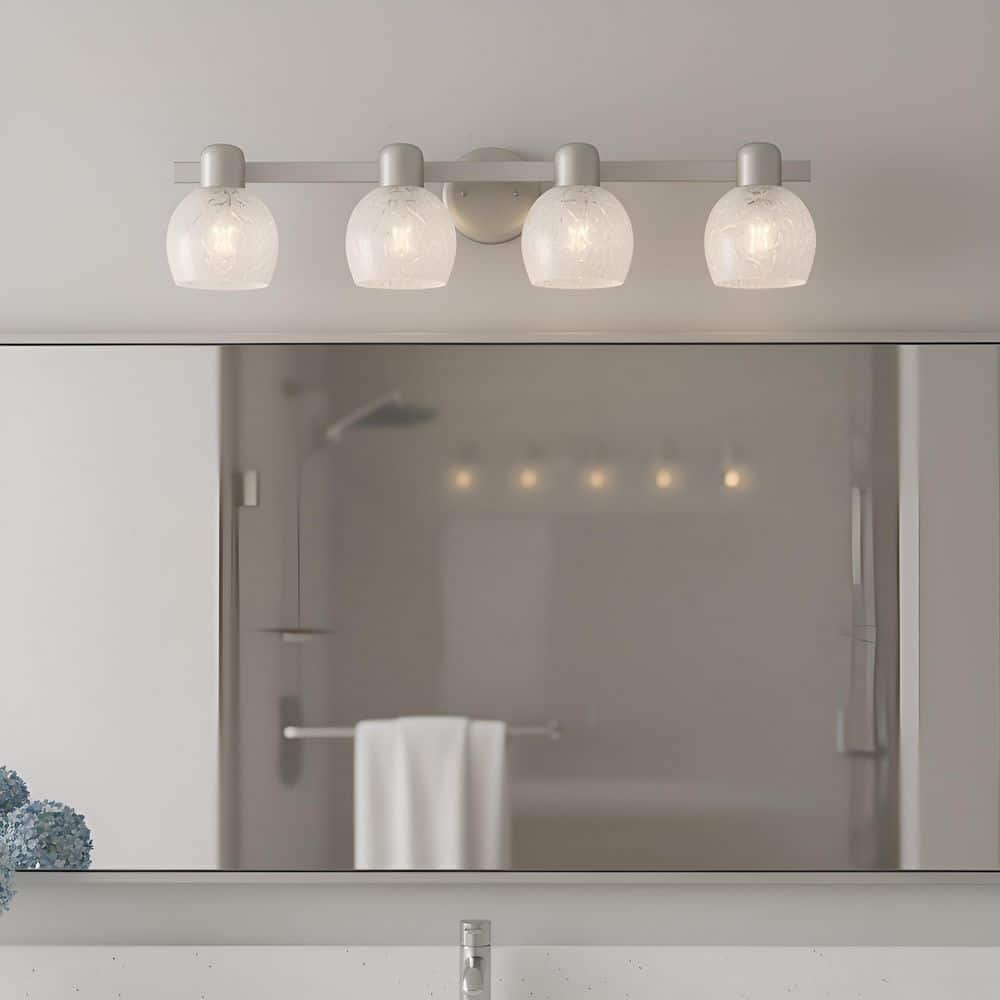 Layton 30.5 in. 4-Light Brushed Nickel Vanity Light with White Dot Glass Shades price history on PriceWatchPro
