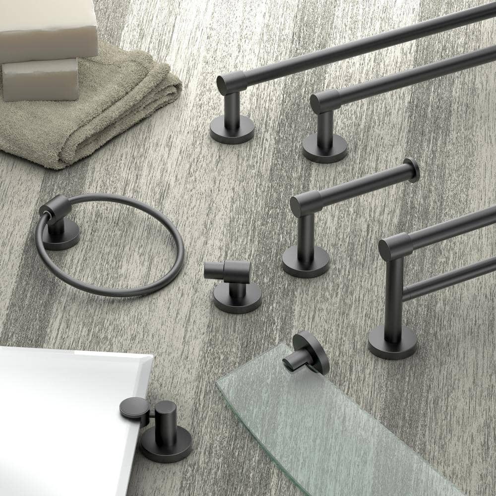 Elegance 20'' Matte Black Floating Glass Bathroom Shelf