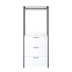 Fiona 32 in. W White Freestanding Wood Closet System Tower with 3 Drawers