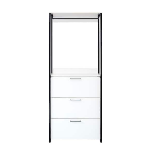Klair Living Fiona 32 in. W White Freestanding Wood Closet System Tower with 3 Drawers