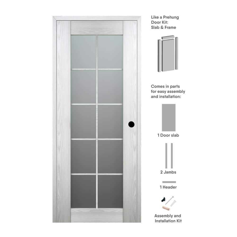Ribeira Ash Frosted Glass 10-Lite Prehung Interior Door