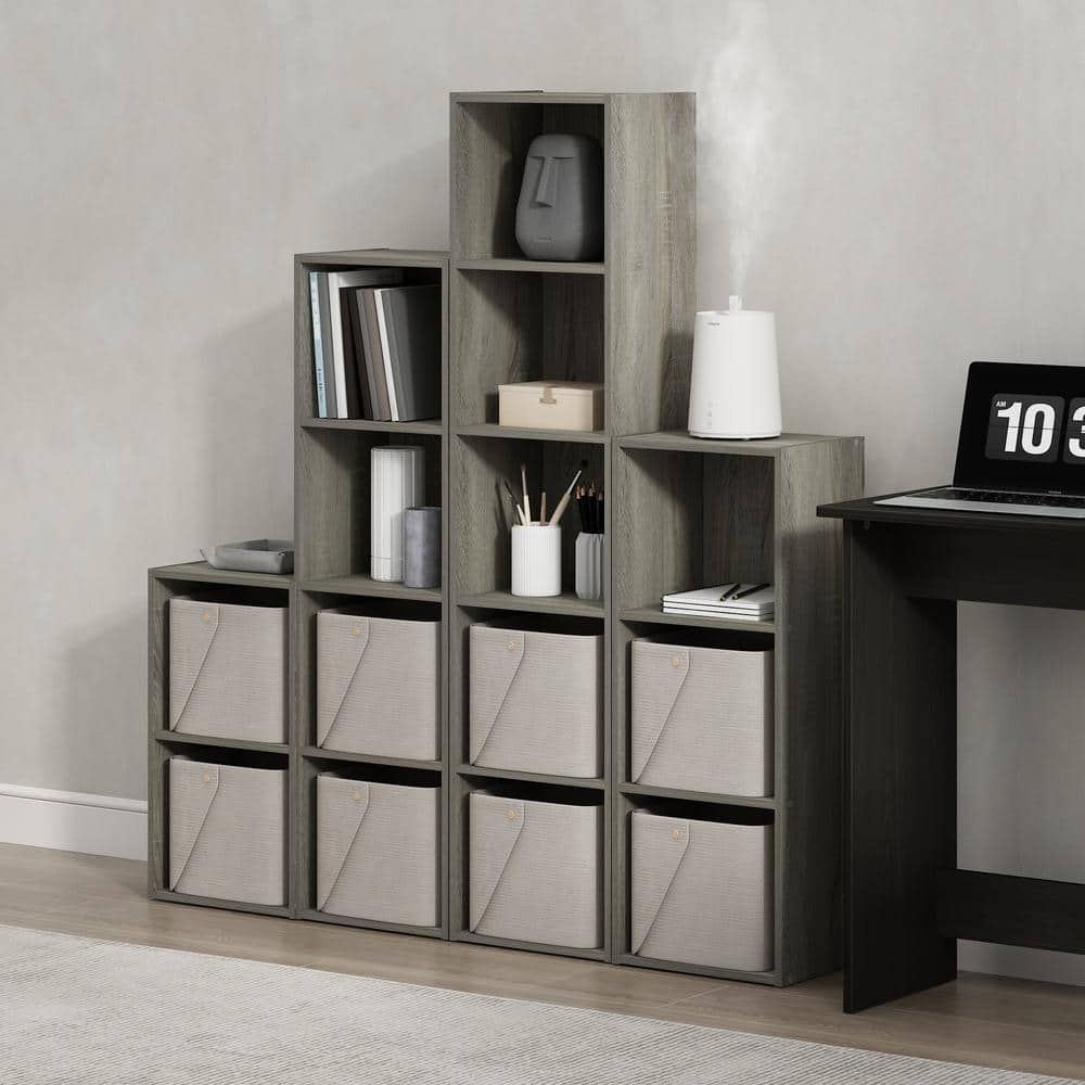 Minimalist White Wood Cube Display Shelf, 12x26 in
