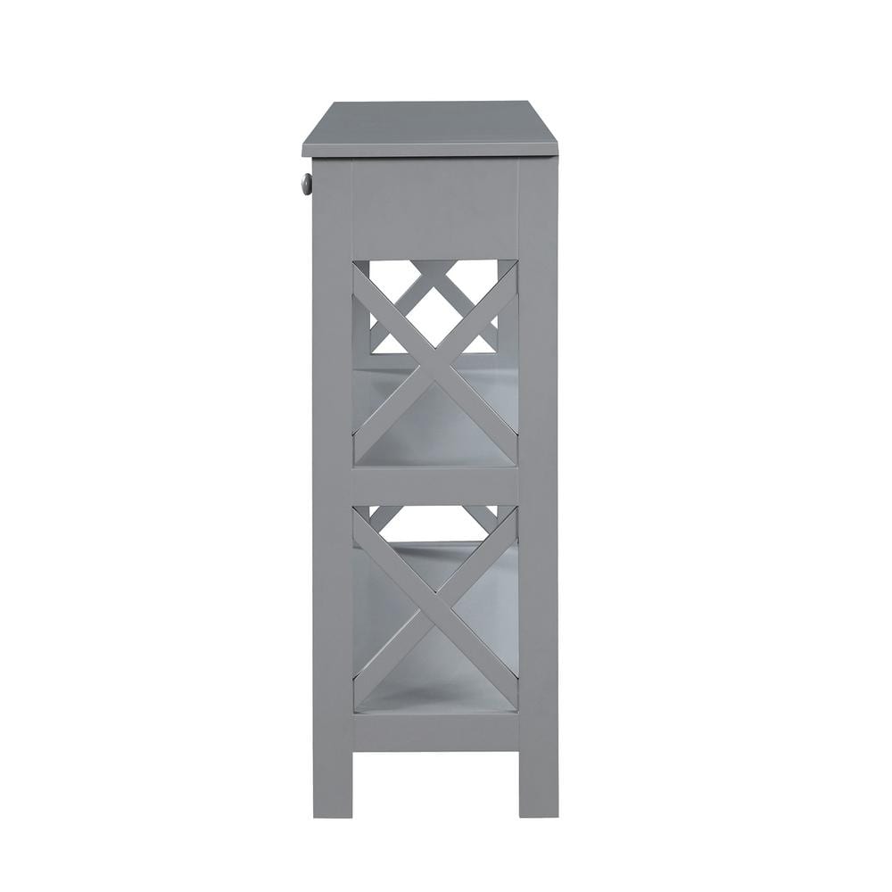 Oxford Gray 40" Wood Console Table with Storage Shelf and Drawer