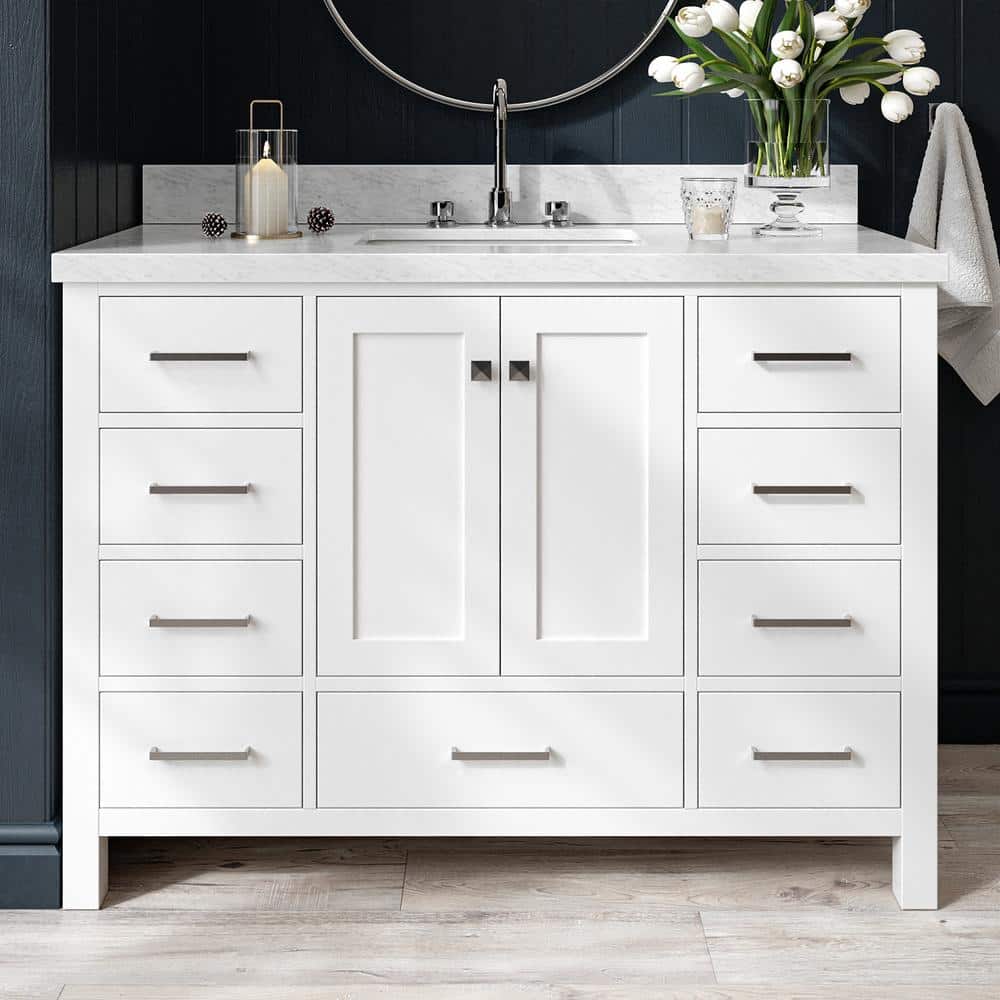 Cambridge 49" White Marble Top Single Sink Vanity